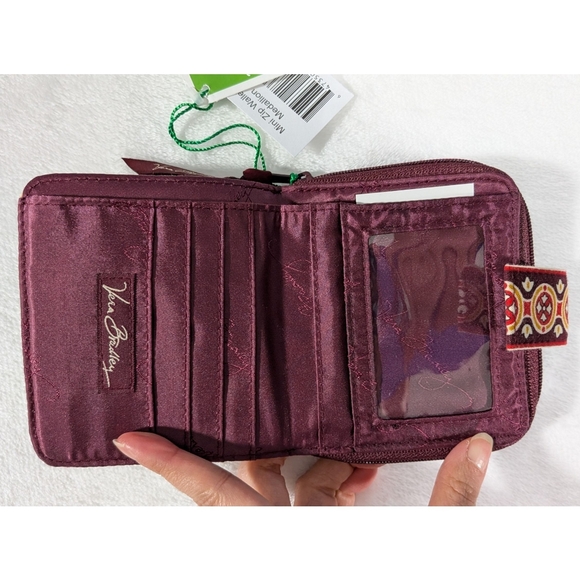 Vera Bradley Maroon Mini Zip Wallet Medallion - Picture 5 of 8